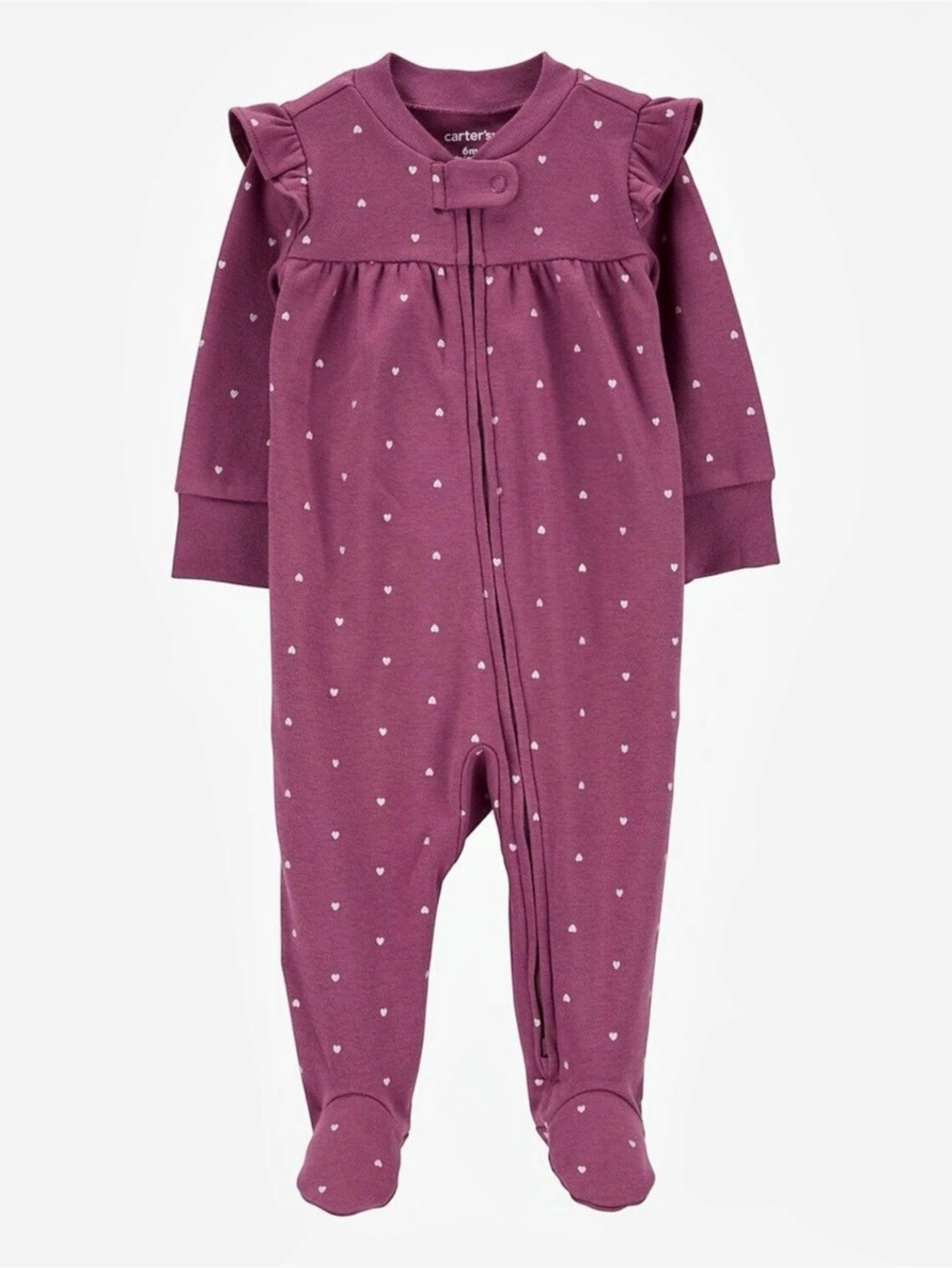 10/$15 Carter's Zip-Up Cotton Sleep & Play Purple & White Baby 9M